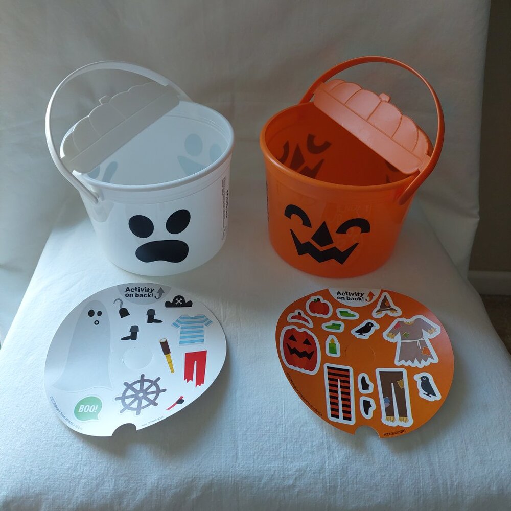 2022 McDonalds Halloween Happy Meal Boo Buckets McBoo Ghost McPunk'n w/Stickers